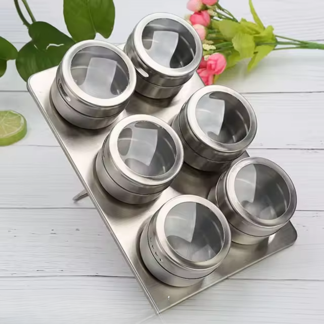 Set of magnetic organizers for spices, practical and stylish 