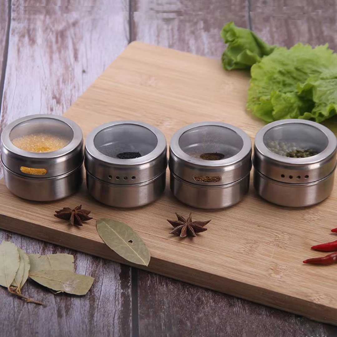 Set of magnetic organizers for spices, practical and stylish 