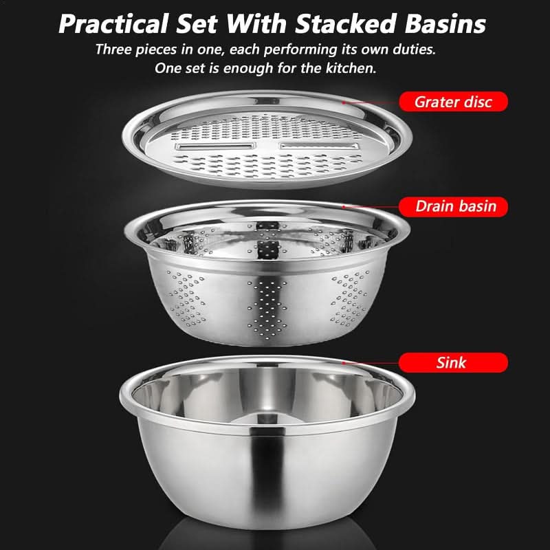 Drain, grate, and cut without changing the accessory 
