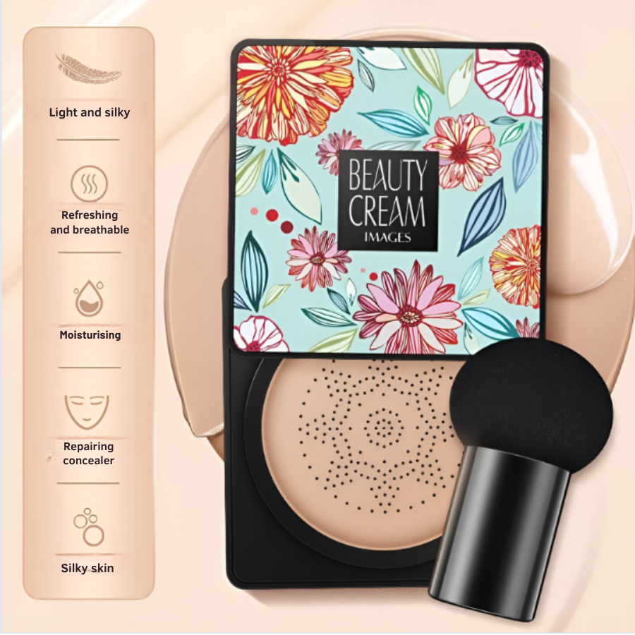 CC crème cushion avec applicateur en forme de champignon